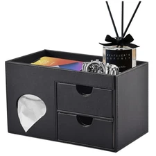 RHCSZ Square Tissue Box Cover with Drawers,Tissue Box Holder with Storage Tra...