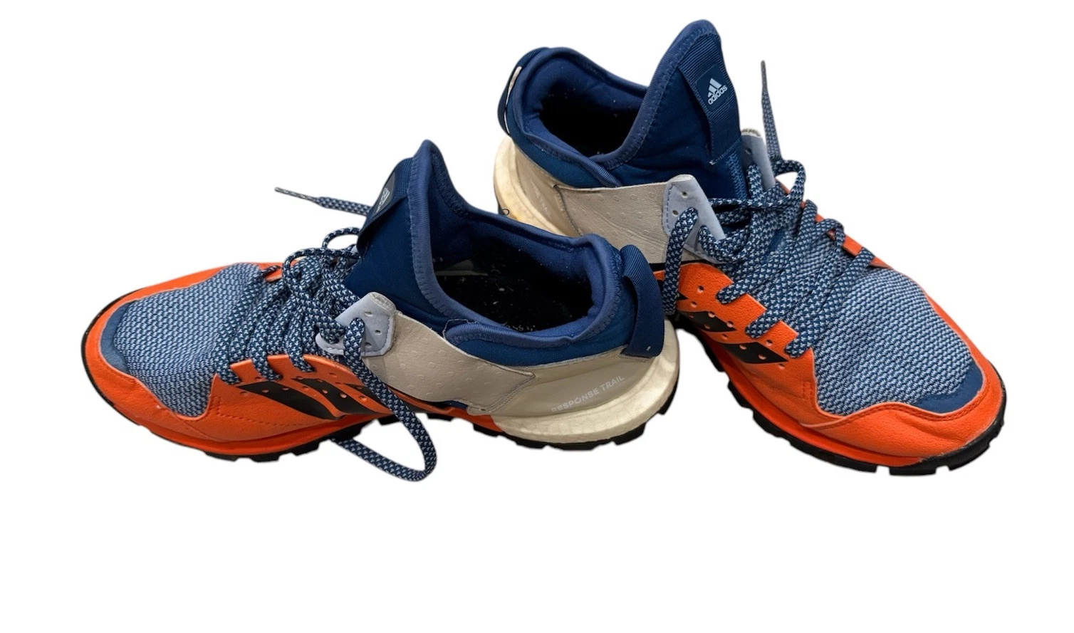 Adidas Response Trail Boost Mens BB1657 Orange Blue Sneakers Shoes Size 7.5