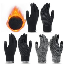 Winter Touch Screen Gloves for Men Women - Thermal Anti-Slip Knit Black