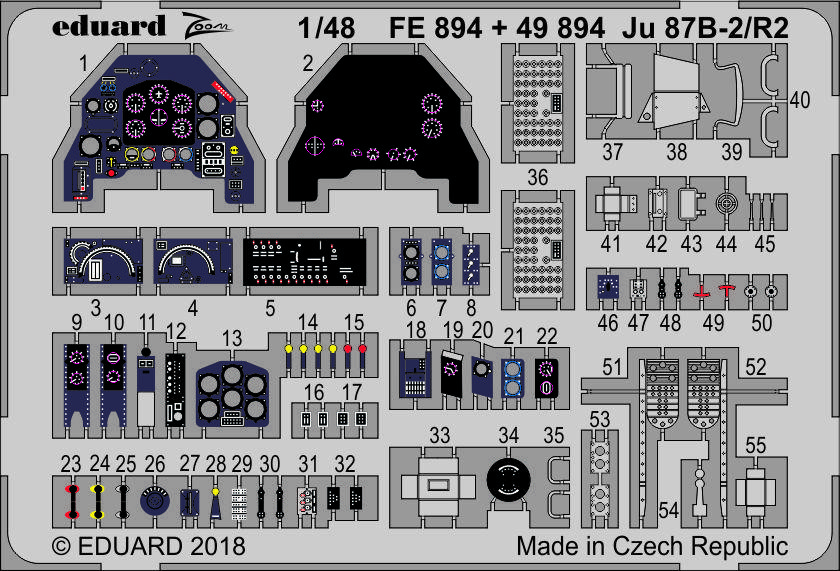 Eduard Accessories FE894 - 1:48 Ju 87B-2/R2 For Airfix - New