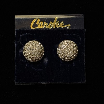 Atemberaubende Carolee runde Strass Clip auf goldene Ohrringe 