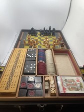 Vintage Travel Game Board Chess, Cards, Dominoes, Dice, And More For Game Nights