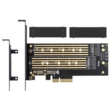 Dual M2 PCIE Adapter for SATA or PCIE NVMe SSD with Heat Sink Solution for M2