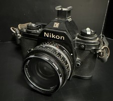 Nikon EM 35mm Film Camera w Nikkor 50mm Prime f/1.8 Lens F Mount Tested