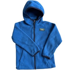 L.L.Bean Kids Fleece Jacket Hoodie Blue Full Zip Size 5 6 Hood Coat