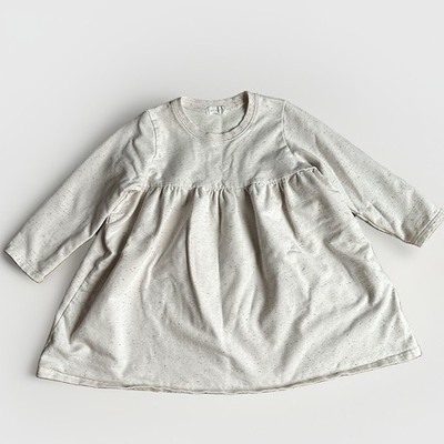 Jamie Kay Heathered Ivory Organic Cotton Long Sleeve Girls Size 5 Dress