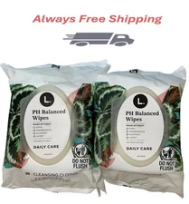 New - 2 Pack L. pH Balanced Wipes - Fragrance Free, 30 ct each (60 total ct)