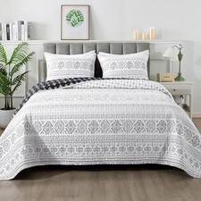 Black White King Size Quilt Set, 3 Pieces King 106 96 in 06 - Black White