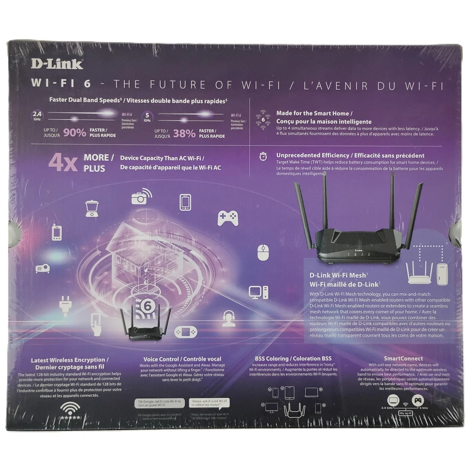 WiFi 6 Router AX1800 Mesh Voice Control Wireless Dual Band (DIR-X1870-US) - Image 2 of 4