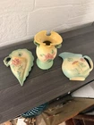 Hull Art Pottery Floral Ceramic Vases Lot WA-8 B-26-6 W13-7 1/2 Green Pink Beige