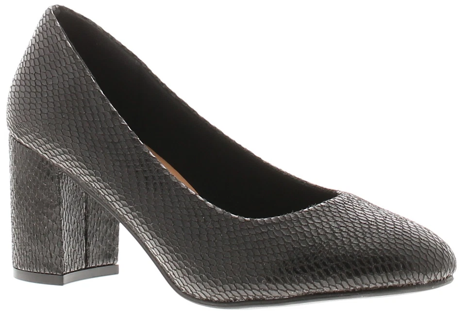 Comfisole Womens Court Shoes Katya Slip On black snake UK Size