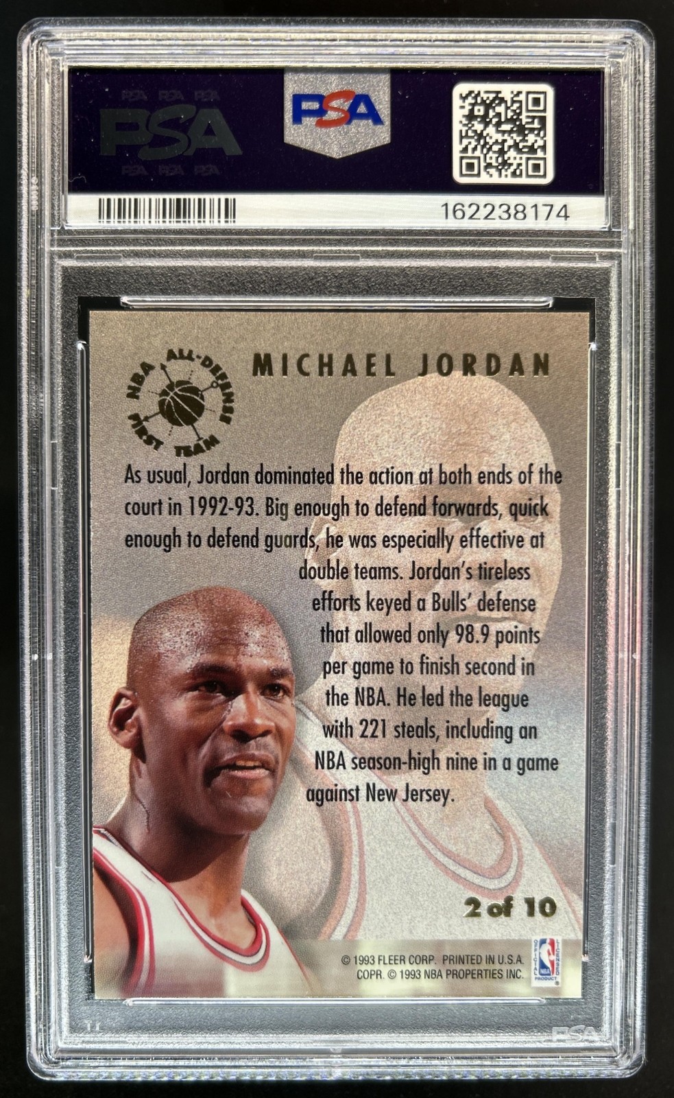 1993-94 Fleer Ultra Michael Jordan All Defensive Team #2 Bulls PSA 8 view 2