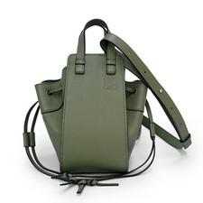 LOEWE 314.30.V07 hammock drawstring mini Calfskin, Avocado Green Shoulder Bag