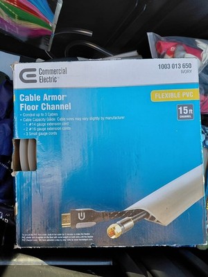 Cable Armor Floor Channel 15 Foot  Flexible PVC Gray Commercial Grade