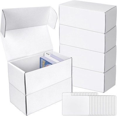 Trading Card Storage Box with Dividers, 6 Pack   400 Count Bulk Card Collection