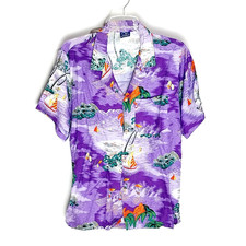 Vintage Ocean Pacific OP Bright Floral Hawaiian Island Short Sleeve Shirt Mens M