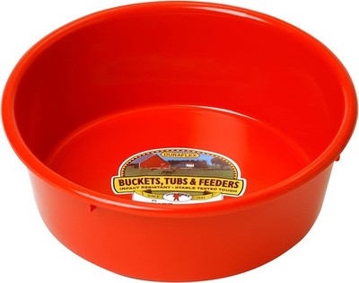 Little Giant 5 Quart Heavy Duty Plastic Red Utility Pan For Livestock Feeding