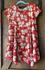 Urban Outfitters Red Tropical Floral Trapeze Swing Dress Cap Sleeves Small EUC