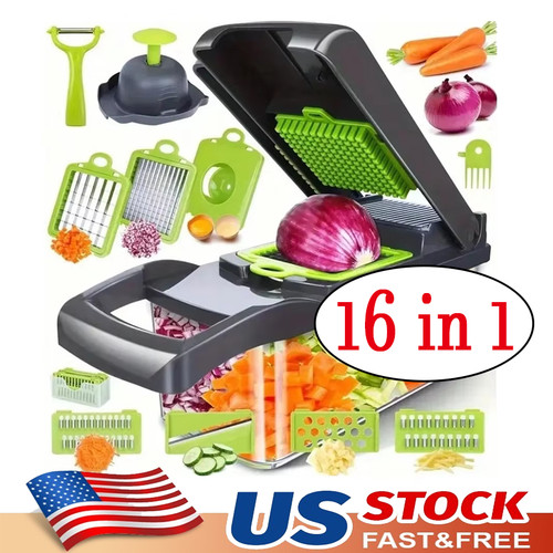 16-In-1 Vegetable Fruit Chopper Cutter Food Onion Veggie Dicer… at eBay