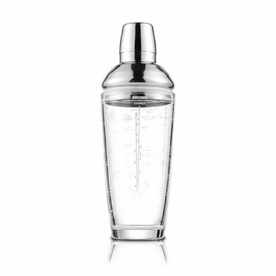 23.5oz/700ml Glass Cocktail Shaker with Built-in Recipes, Leak-Proof Stainles...