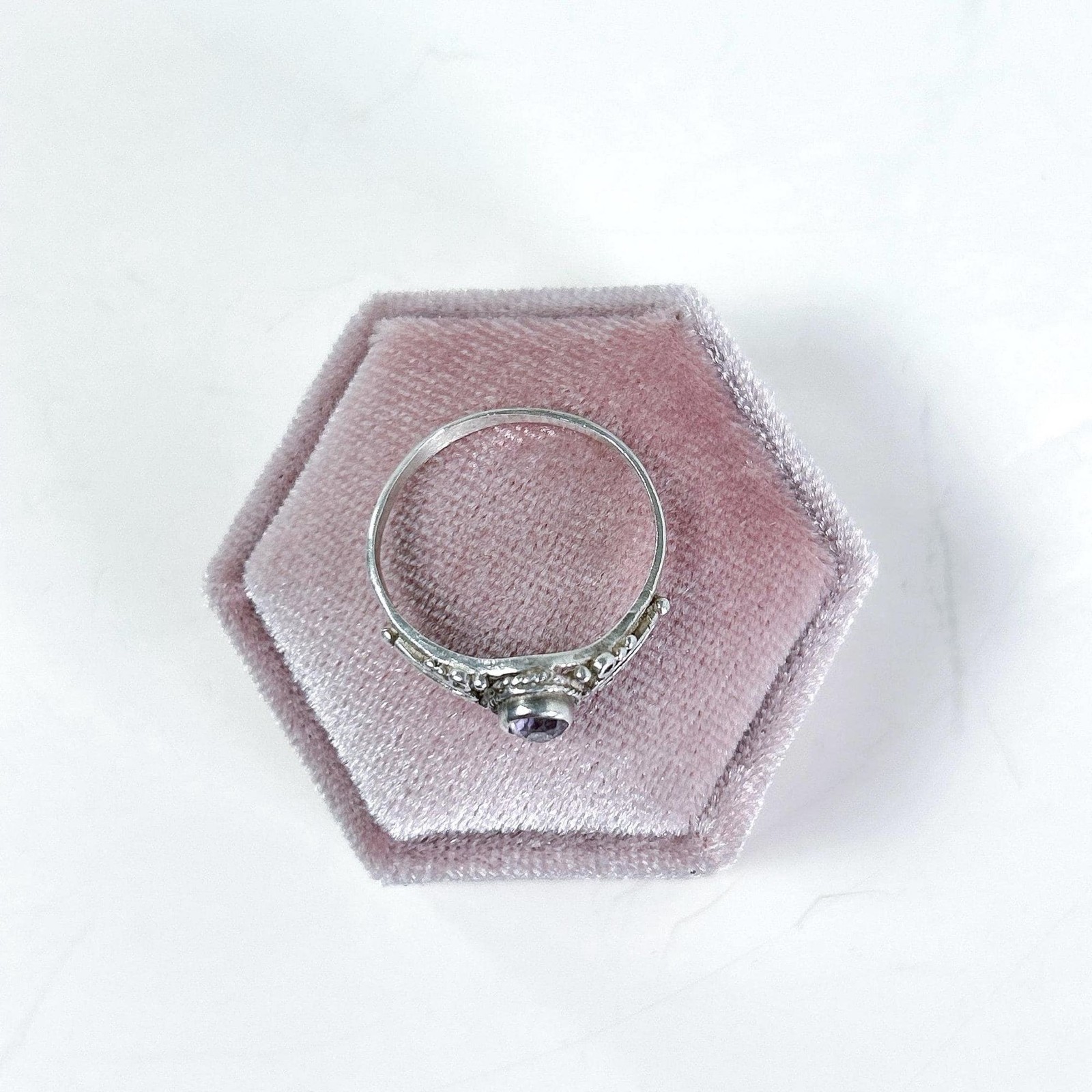 Dainty Violet Gemstone Stacking Ring, Vintage 925… - image 6