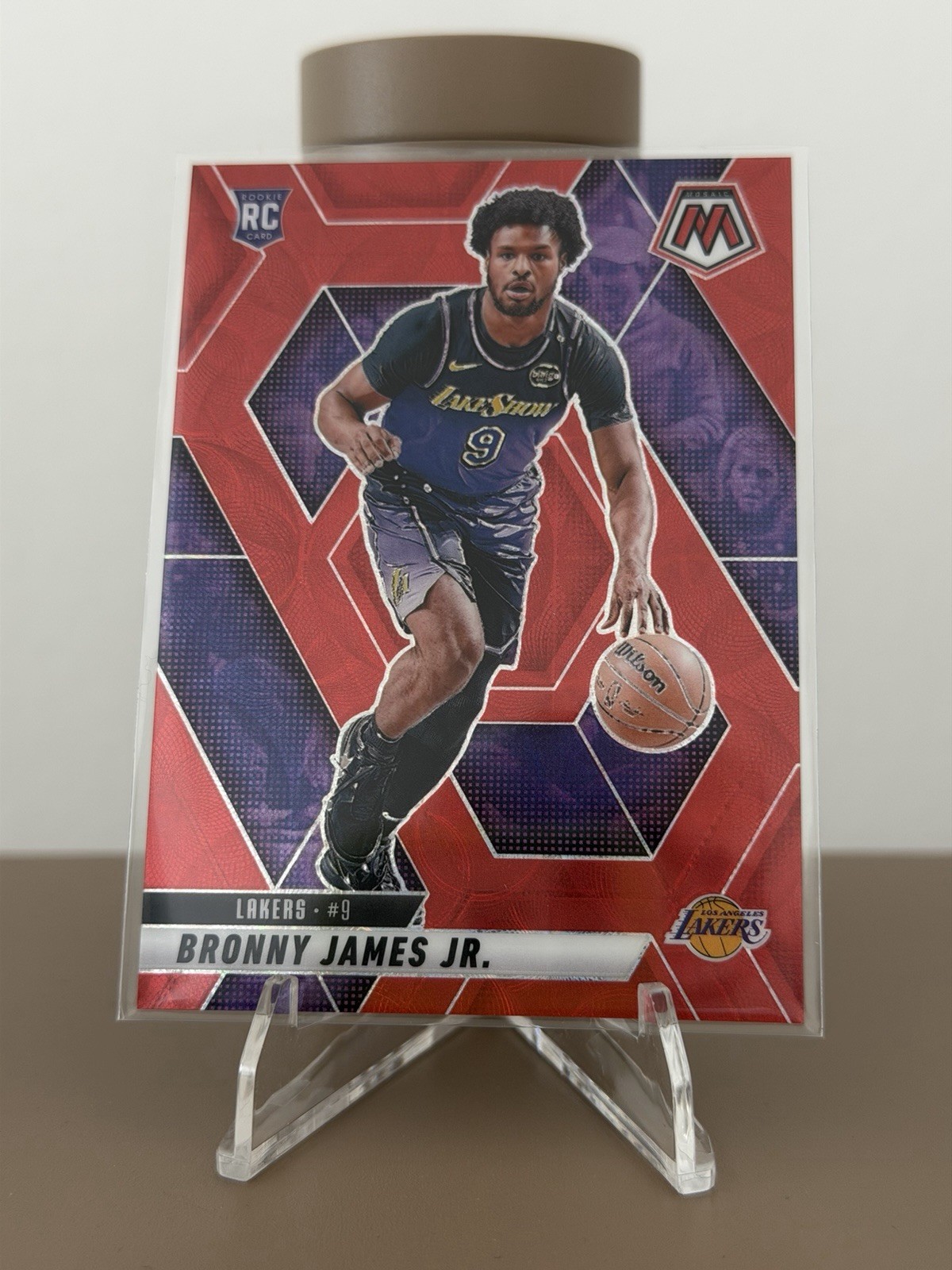 2024-25 Panini Mosaic Bronny James #214 Red Mosaic Prizm /75 (RC)