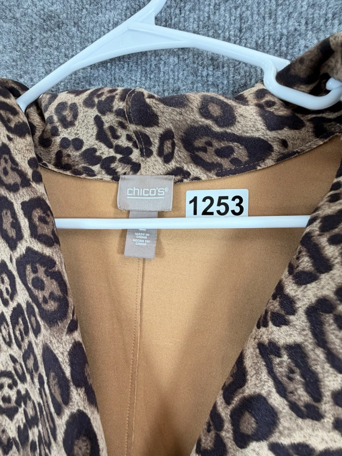 Chico's Leopard Print Fleece Zip Front Lined Vest Womens Size 2 Brown Black - product detail image 17