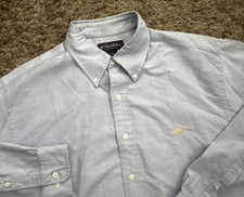Brooks Brothers Oxford Dress Shirt Gold Logo Men's Large 16.5 x 34/35 Supima Ctn