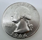 1964 Denver Mint USA Washington Quarter Dollar 90% Silver 25c Coin Mint D A12