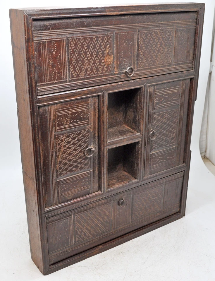 Antique Wooden Apothecary Tray Original Old Hand Crafted Carved - Image 2 of 4