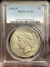 1922-S $1 Peace Dollar PCGS AU53, Almost Uncirculated, 90% Silver  (Ref. 4631)