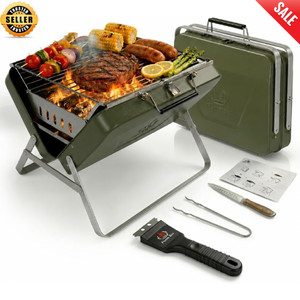 Ranger Plus Portable Charcoal Grill Folding Camping BBQ Large Grilling Grate NEW