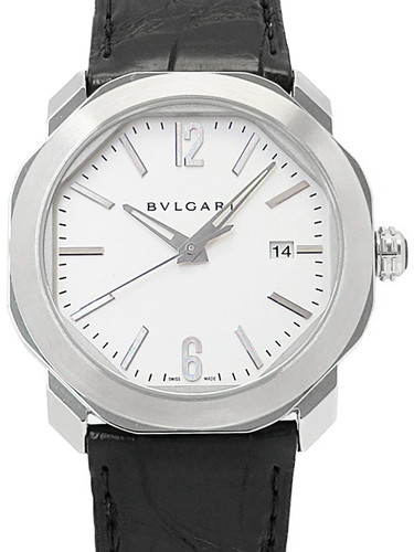 BVLGARI Octo Roma OC41S 41mm Silver Dial Stainless Steel Leath...