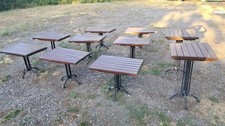 Job Lot 10 Commercial Outdoor Pub Garden Tables Wooden Top Metal Base...
