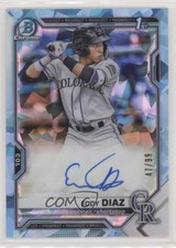2021 Bowman Sapphire Chrome Prospects Aqua Refractor 47/99 Eddy Diaz Auto ow1