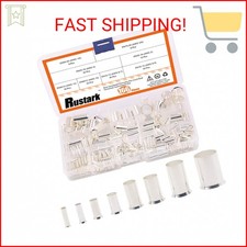 Rustark 166 Pcs AWG12 10 8 6 4 2 1/0 2/0 Wire Ferrules 8 Size Assortment Kit Tin
