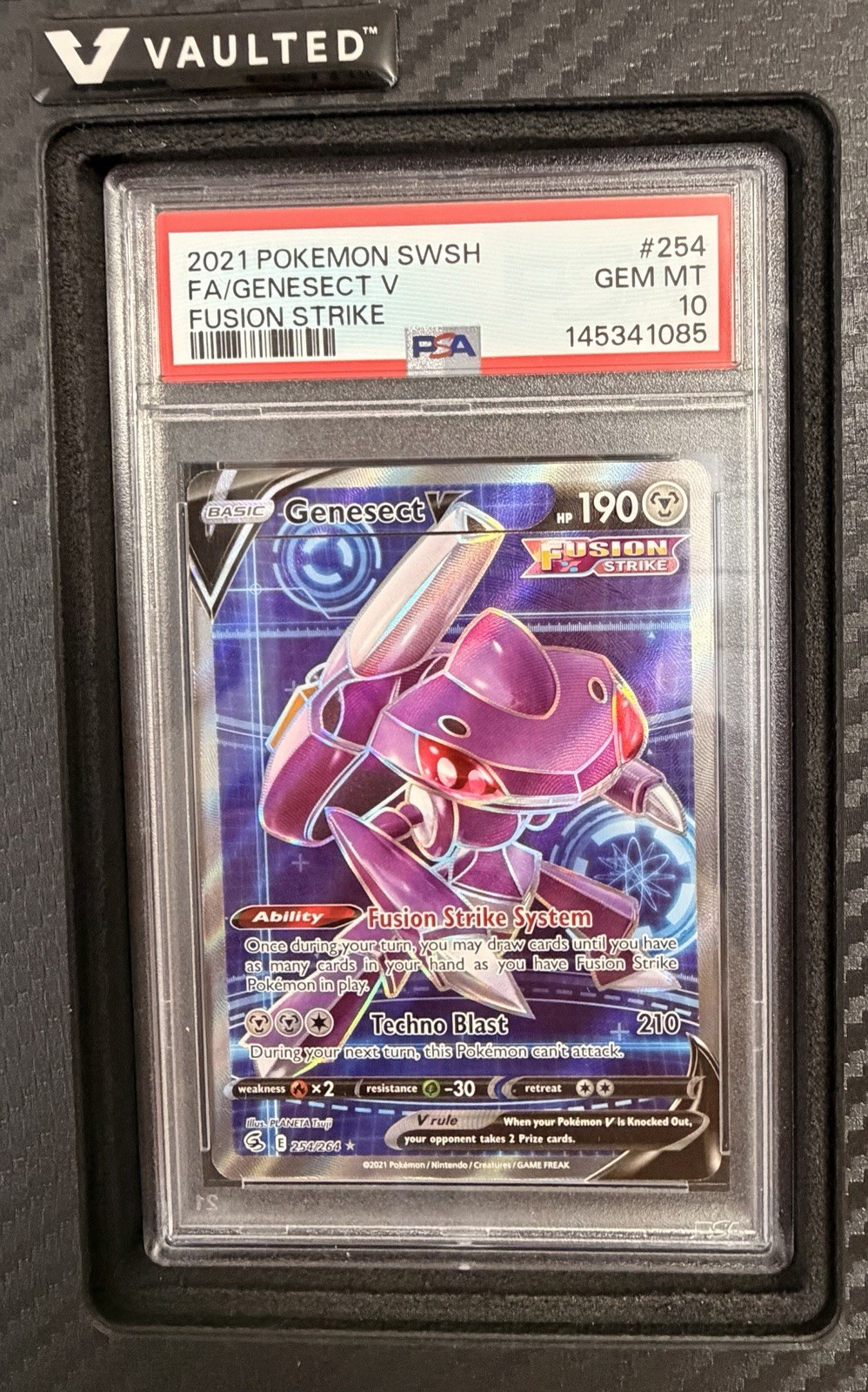  2021 POKEMON SWORD & SHIELD FUSION STRIKE FULL ART/GENESECT V 254