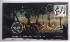 AUSTRALIAN PNC: 2018 50 CENT BATTLE OF VILLERS - BRETONNEUX 1918 0565/1000 #M281