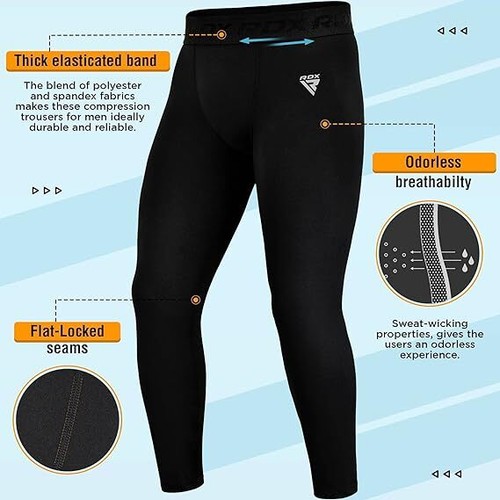 MMA Compression Trousers by RDX, Gym Equipment, Thermal Pants for Exercise - Picture 3 of 9
