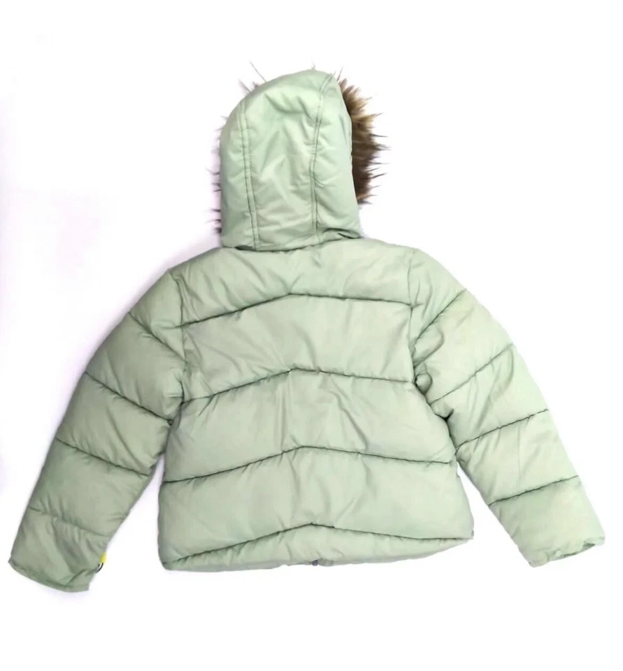 Chaqueta acolchada para niña Rothschild invierno piel sintética con capucha cremallera completa talla verde M10/12 Foto 2 de 4