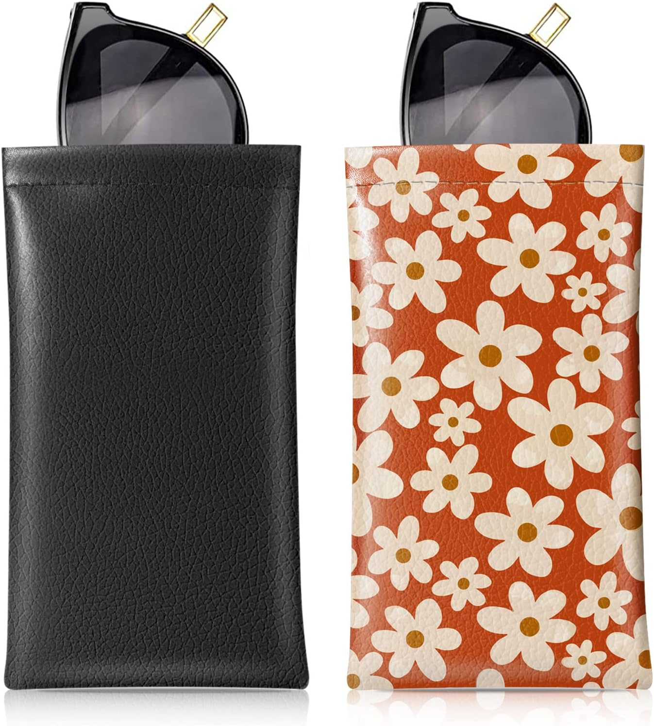 Eyeglass Glasses Sunglass Case Bag, Soft Leather Pouch for Women Men Kid Trav...