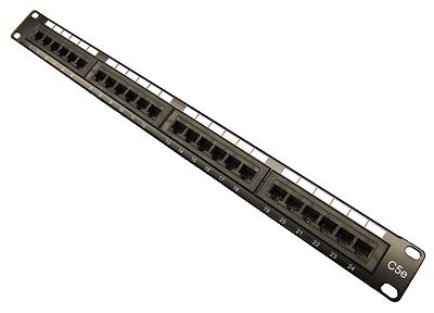 Cat5e 24 Port Patch Panel RJ45 Network 110 Punch Down Rack Mount Wire Management