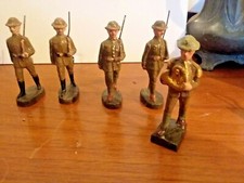 LOT of 5 Elastolin soldiers, WW I era; 2.5" high