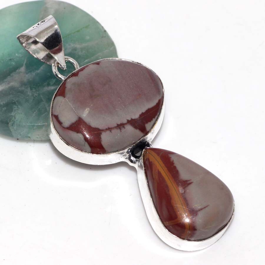 Noreena Jasper 925 Silver Plated Long Gemstone Pendant 2