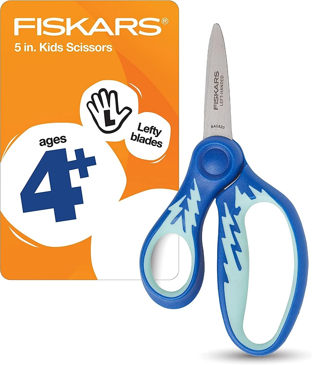 Fiskars Left Handed Scissors for Kids, School Scissors, Soft Grip