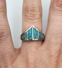 Sterling Silver Turquoise Band, Size 6