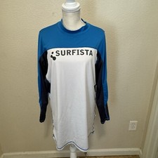 Tesla Surfista Woman UPF 50 Aqua Blue White Long Sleeve Athletic Rash Guard 3XL