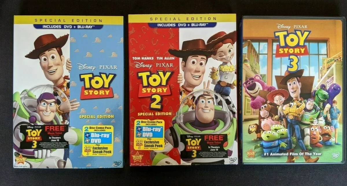 Disney Pixar (Movies) Toy Story DVD, Toy Story 2 DVD, Toy Story 3 Blu-ray