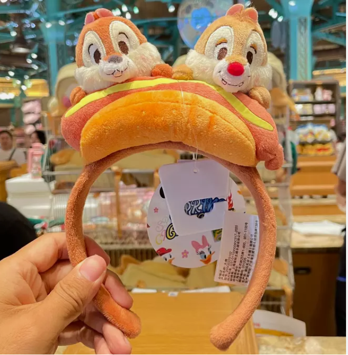 Authentic Disney Parks Chip& Dale Hot Dog Plush Ear Headband