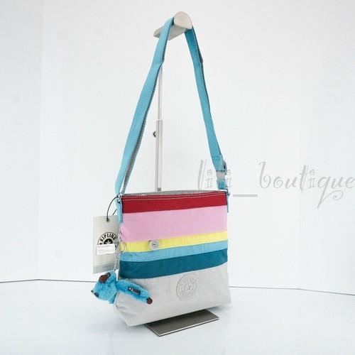 NWT Kipling KI1911 Vallie Crossbody Shoulder Bag Polyamide Rainbow Stripe Multi - Picture 2 of 11